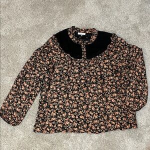 Maurices Black and Pink Floral Blouse